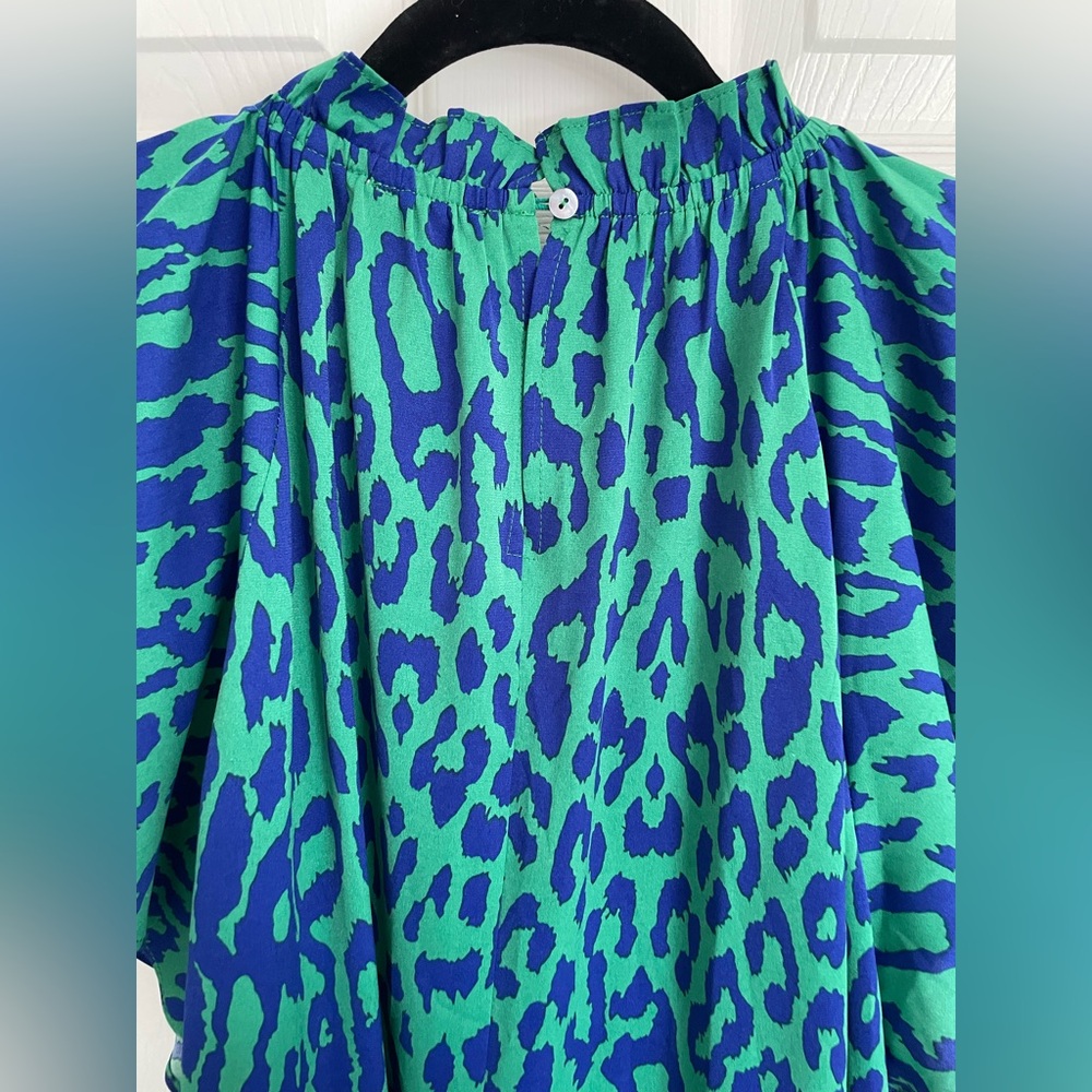 Pinch green and blue leopard print mock flutter tier maxi dress - Picture 5 of 5